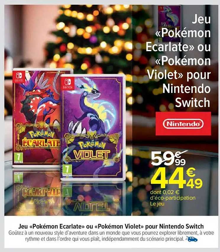 Jeu «Pokémon Écarlate» ou «Pokémon Violet» pour Nintendo Switch