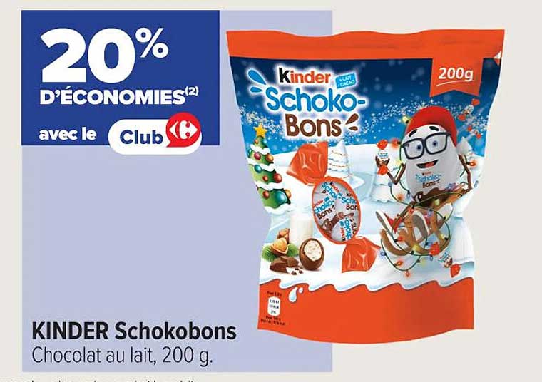 KINDER Schokobons Chocolat au lait, 200 g
