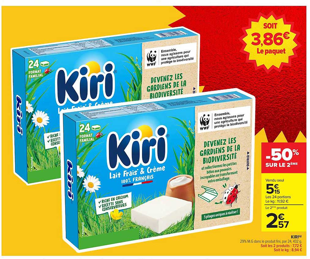 Kiri Lait Frais & Crème 100% Français