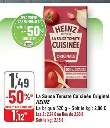 La Sauce Tomate Cuisinée Originale HEINZ