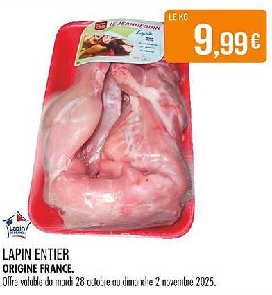 LAPIN ENTIER ORIGINE FRANCE
