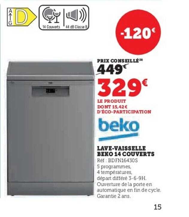 LAVE-VAISSELLE BEKO 14 COUVERTS