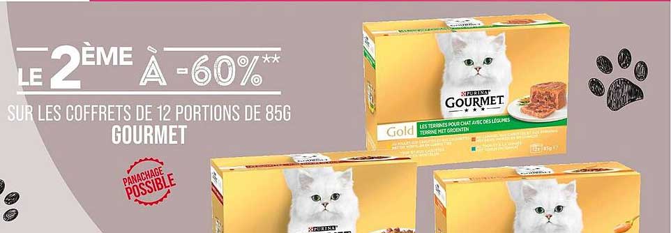 Le 2ème à -60%** sur les coffrets de 12 portions de 85g Gourmet