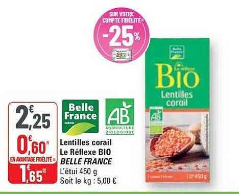 Lentilles corail Le Réflexe BIO BELLE FRANCE