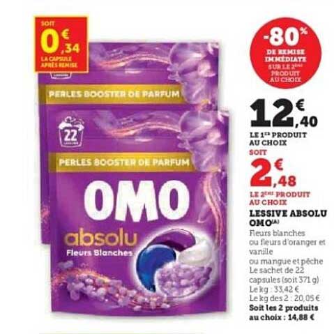 LESSIVE ABSOLU OMO - Fleurs Blanches