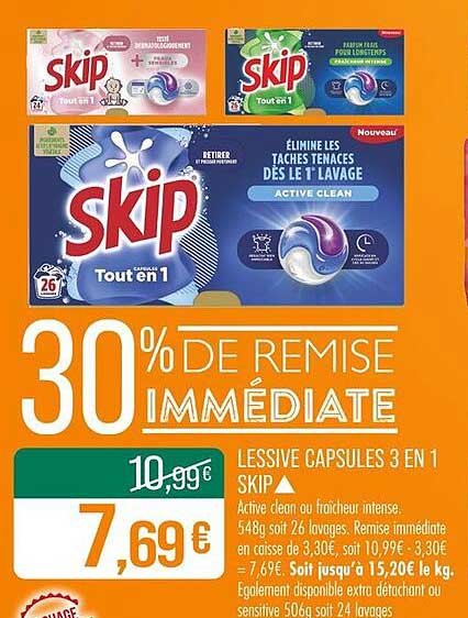 Lessive Capsules 3 en 1 Skip