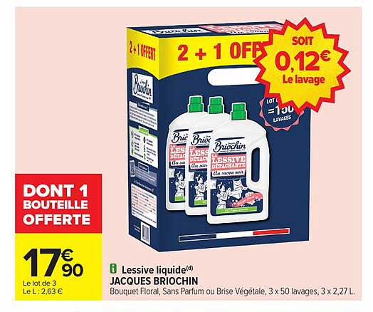 Lessive liquide Jacques Briochin - 2 + 1 offert
