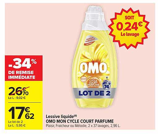 Lessive liquide OMO MON CYCLE COURT PARFUME