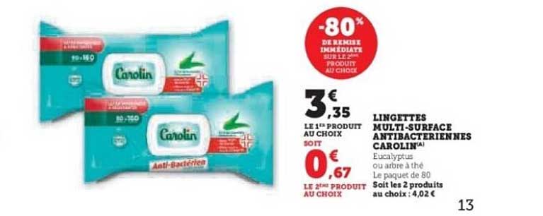 LINGETTES MULTI-SURFACE ANTIBACTÉRIENNES CAROLIN™