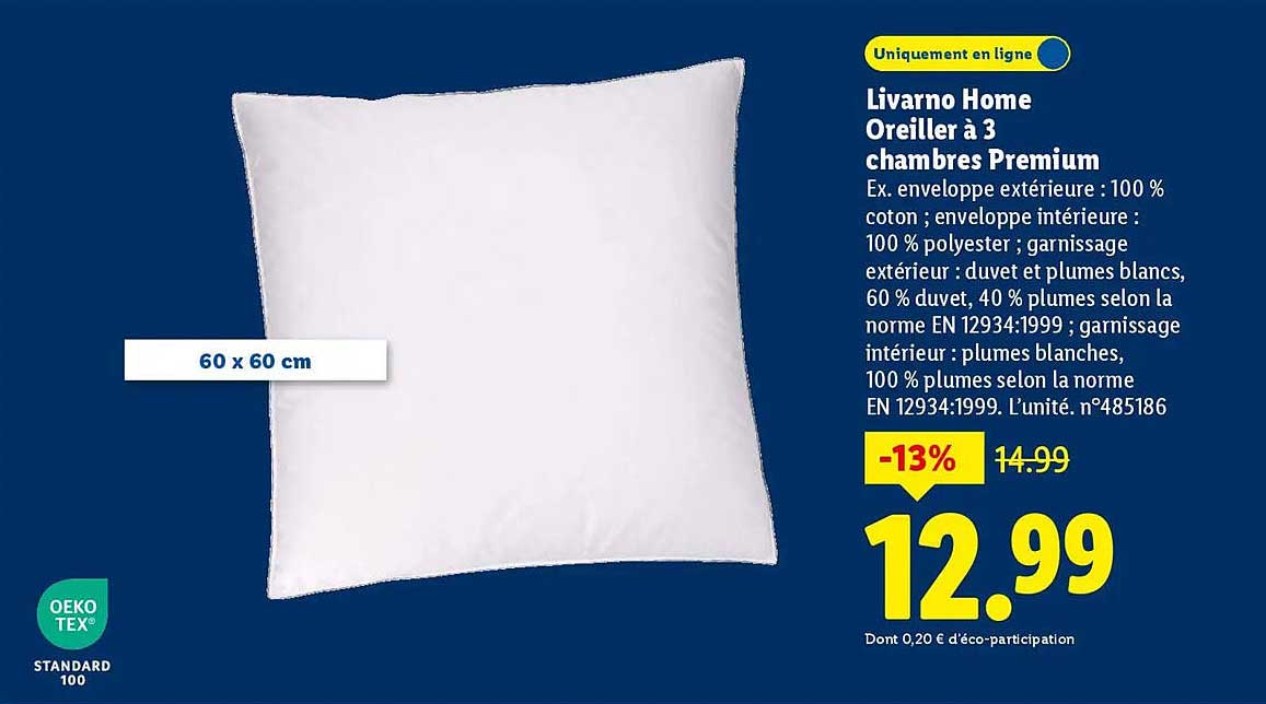 Livarno Home Oreiller à 3 chambres Premium