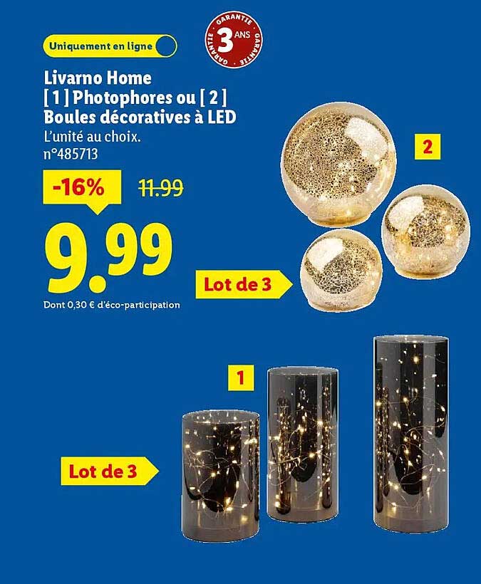 Livorno Home [1] Photophores ou [2] Boules décoratives à LED