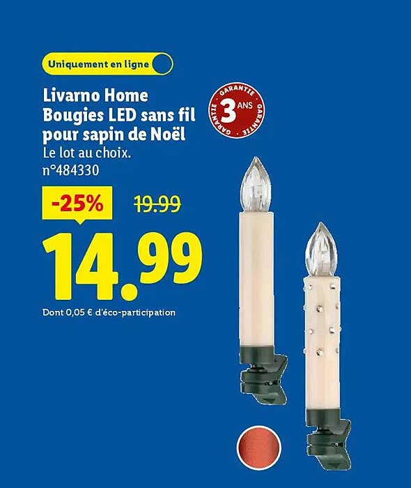 Livorno Home Bougies LED sans fil pour sapin de Noël