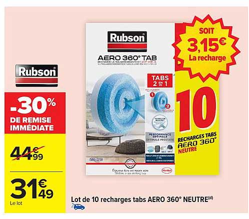 Lot de 10 recharges tabs AERO 360° NEUTRE