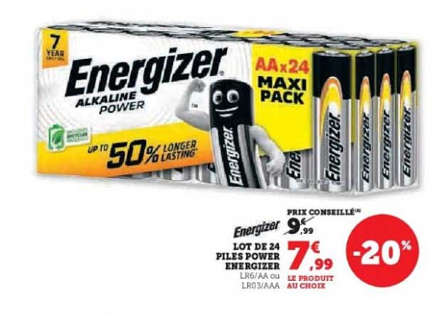 LOT DE 24 PILES POWER ENERGIZER