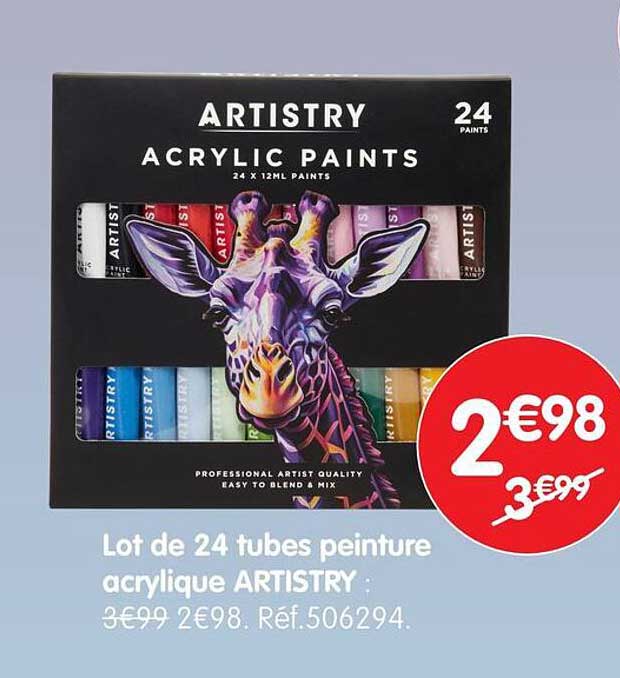 Lot de 24 tubes peinture acrylique ARTISTRY
