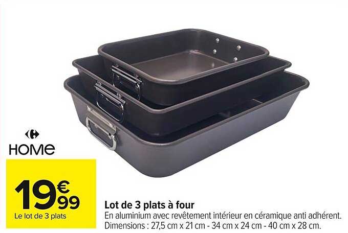 Lot de 3 plats à four