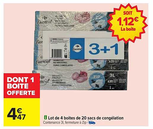 Lot de 4 boites de 20 sacs de congélation