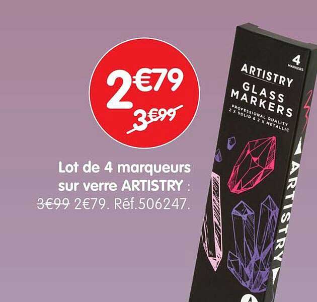 Lot de 4 marqueurs sur verre ARTISTRY