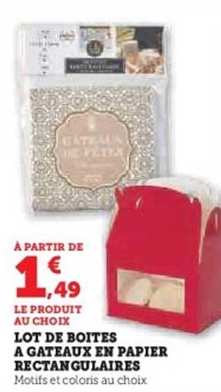 LOT DE BOITES A GATEAUX EN PAPIER RECTANGULAIRES