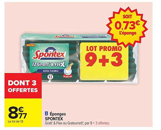 Lot promo Éponges Spontex 12 Gratt' & Flex