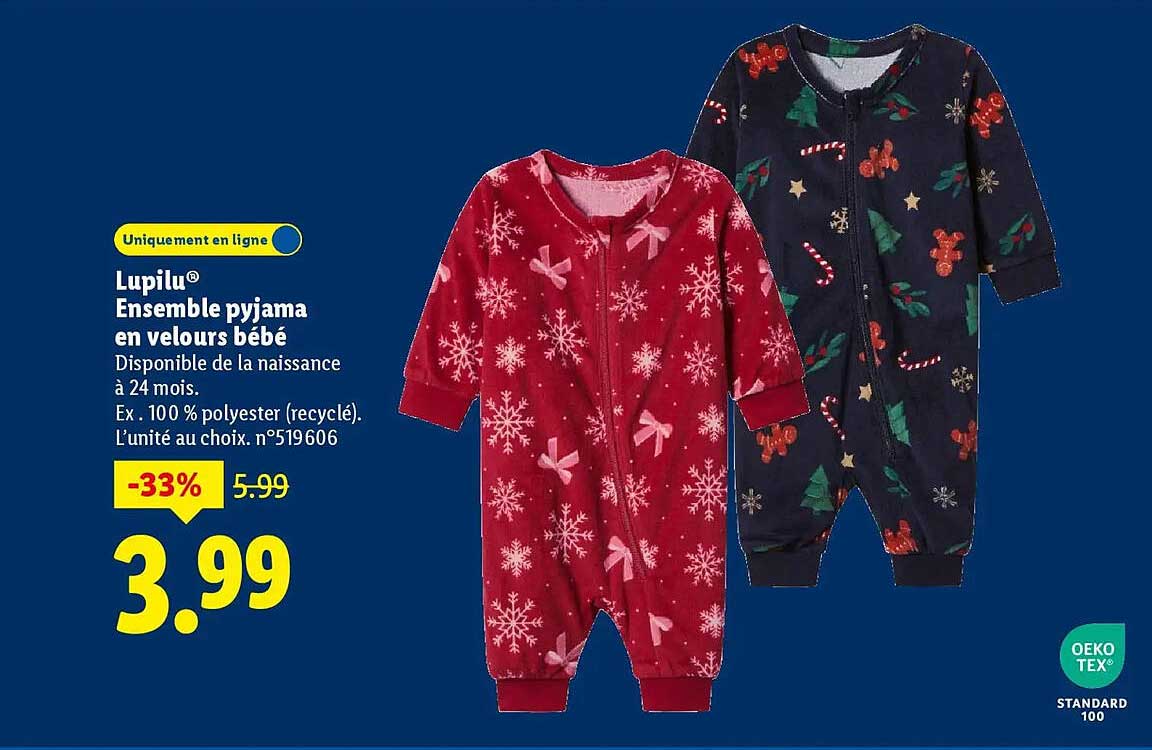 Lupilu® Ensemble pyjama en velours bébé
