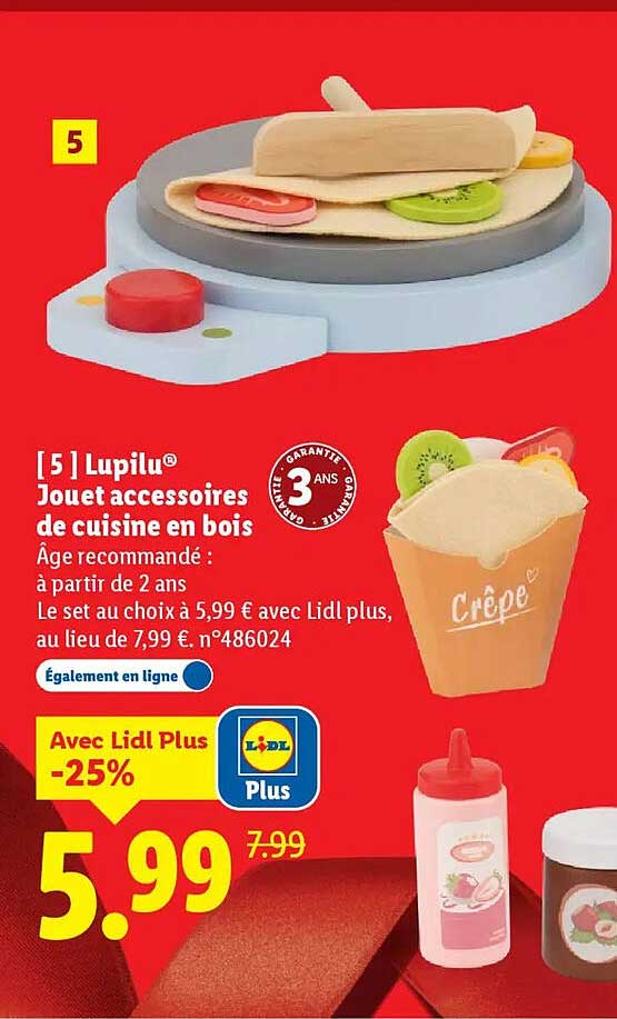 Lupilu® Jouet accessoires de cuisine en bois