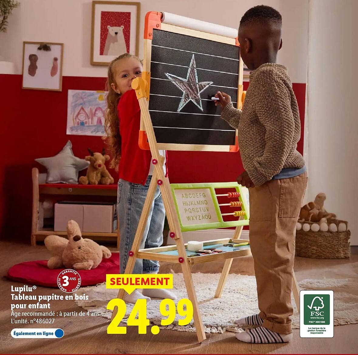 Lupilù Tableau pupitre en bois pour enfant