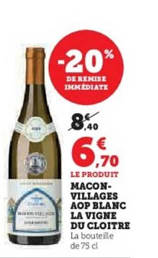 Mâcon-Villages AOP Blanc La Vigne du Cloitre