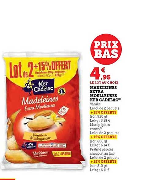 MADELEINES EXTRA MOELLEUSES KER CADELAC