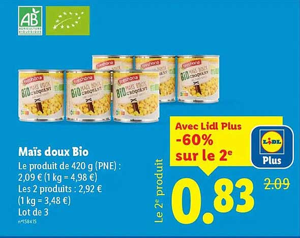 Maïs doux Bio