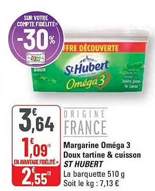 Margarine Oméga 3 Doux tartine & cuisson ST HUBERT