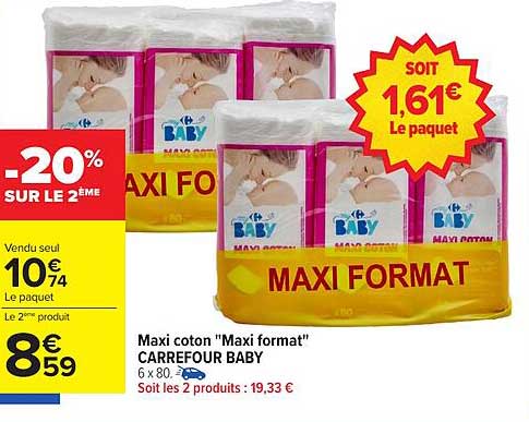 Maxi coton "Maxi format" CARREFOUR BABY
