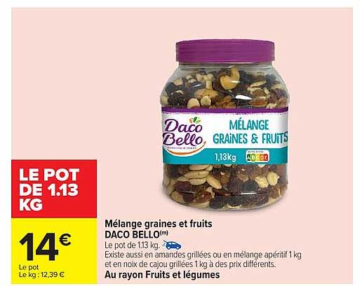 Mélange graines et fruits Daco Bello 1,13 kg