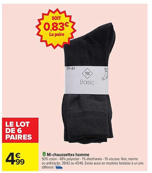 Mi-chaussettes homme