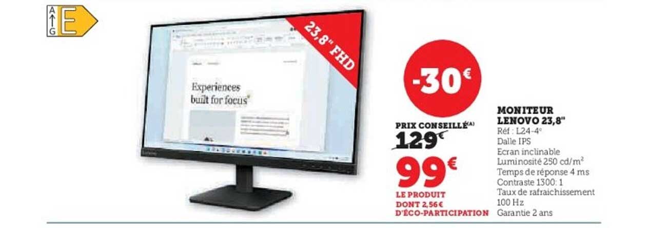 MONITEUR LENOVO 23,8"