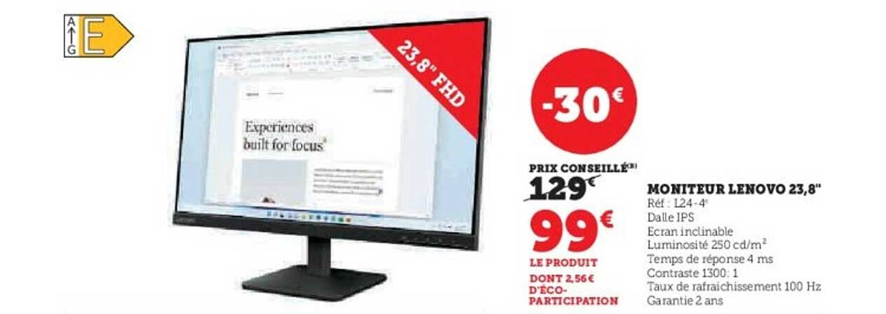 MONITEUR LENOVO 23,8"