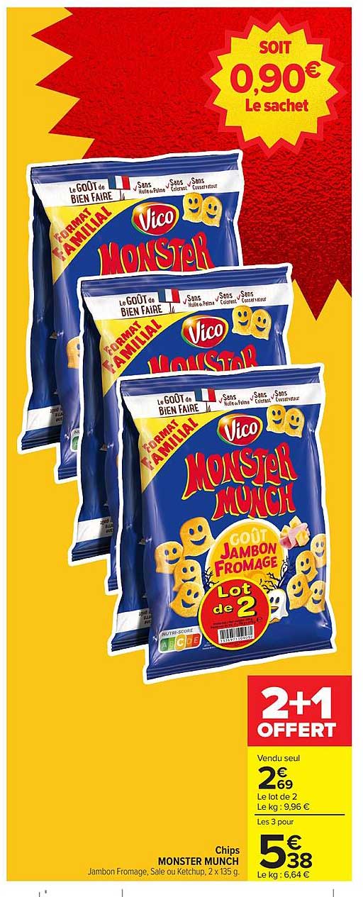 Monster Munch - Goût Jambon Fromage