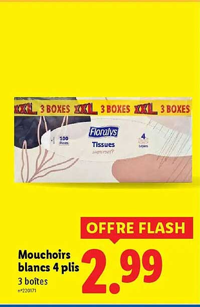 Mouchoirs blancs 4 plis