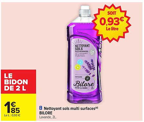 Nettoyant sols multi surfaces Bilore Lavande, 2L