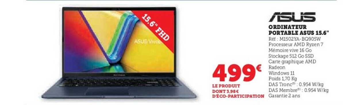 ORDINATEUR PORTABLE ASUS 15.6"