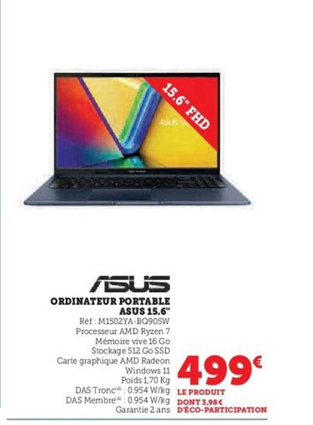 ORDINATEUR PORTABLE ASUS 15.6"