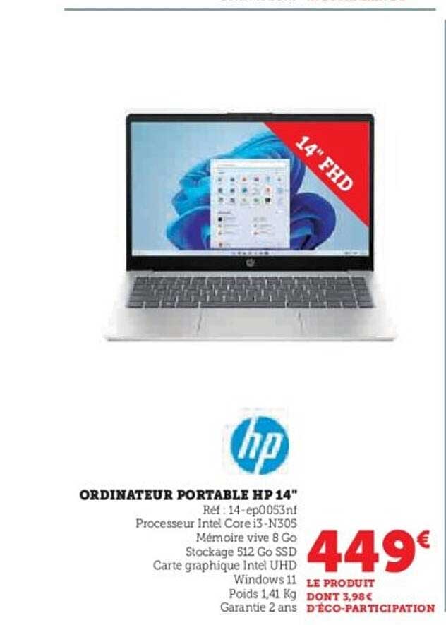 ORDINATEUR PORTABLE HP 14"