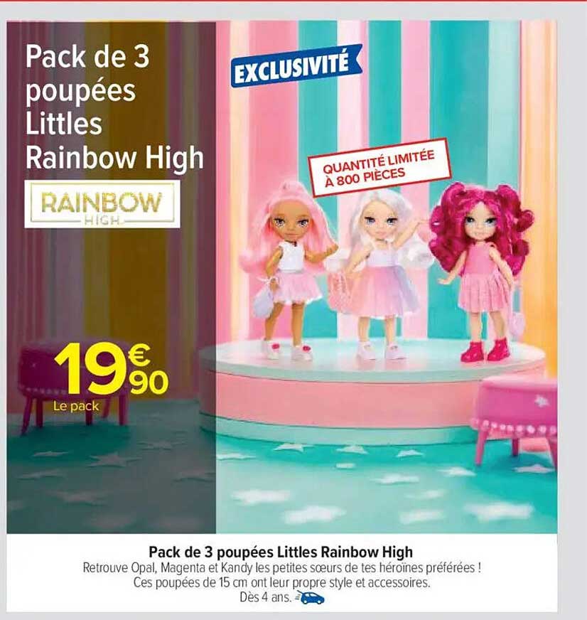 Pack de 3 poupées Littles Rainbow High