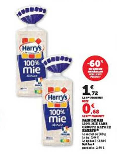 Pain de Mie Harry's 100% Mie -60%