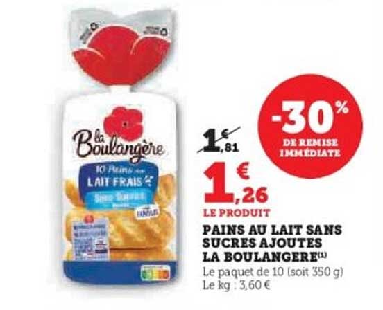 Pains au lait sans sucres ajoutés La Boulangère