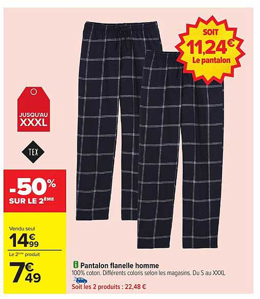 Pantalon flanelle homme