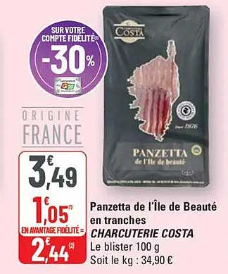 Panzetta de l'île de Beauté en tranches