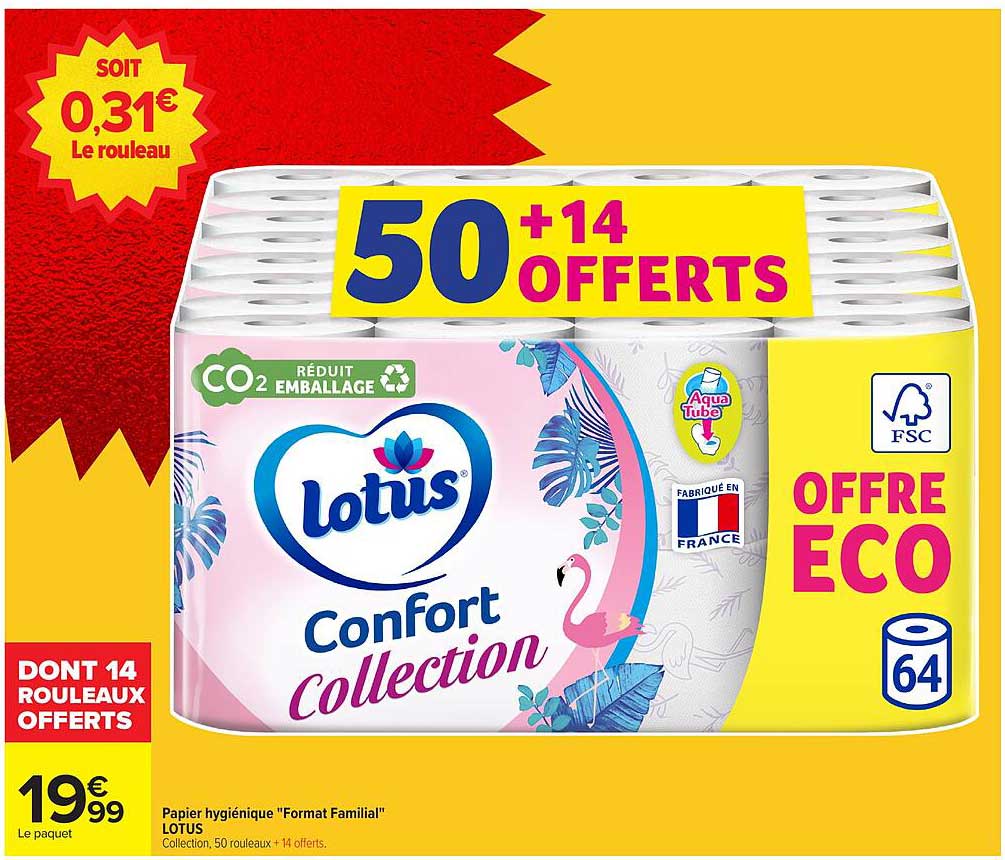 Papier hygiénique 'Format Familial' LOTUS - Confort Collection