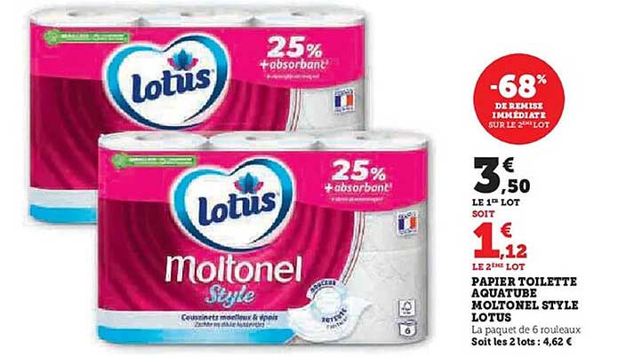 PAPIER TOILETTE AQUATUBE MOLTENEL STYLE LOTUS