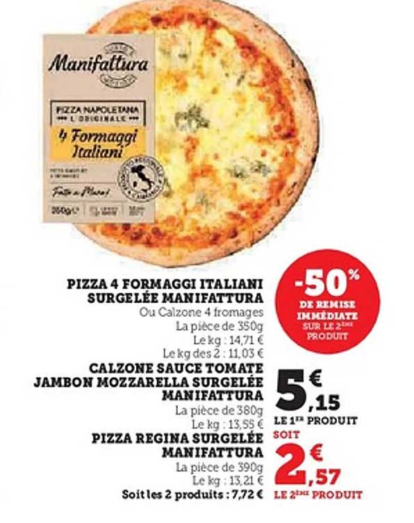 PIZZA 4 FORMAGGI ITALIANI SURGELÉE MANIFATTURA
